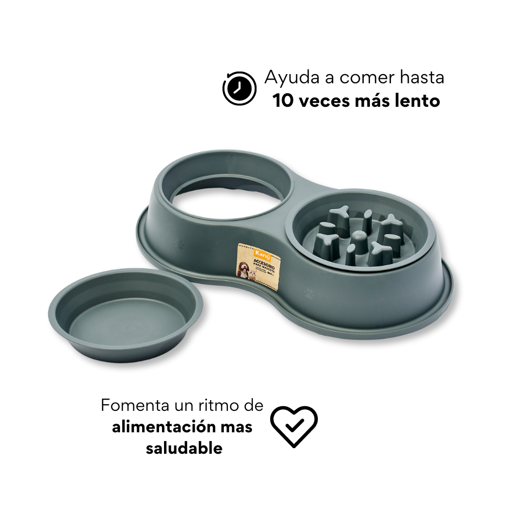 Comedero Circular Antirreflujo Doble Kanu Pet Verde para Perro y Gato