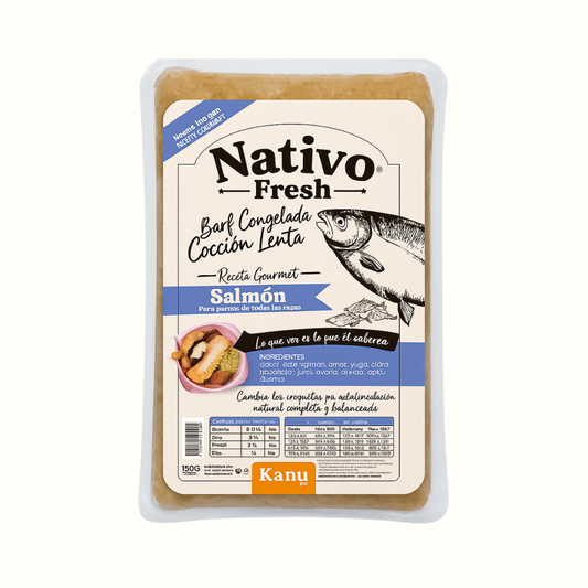 Alimento Congelado Nativo Fresh sabor a Salmón y Wakame Kanu Pet para Perros. 100% Comida Real