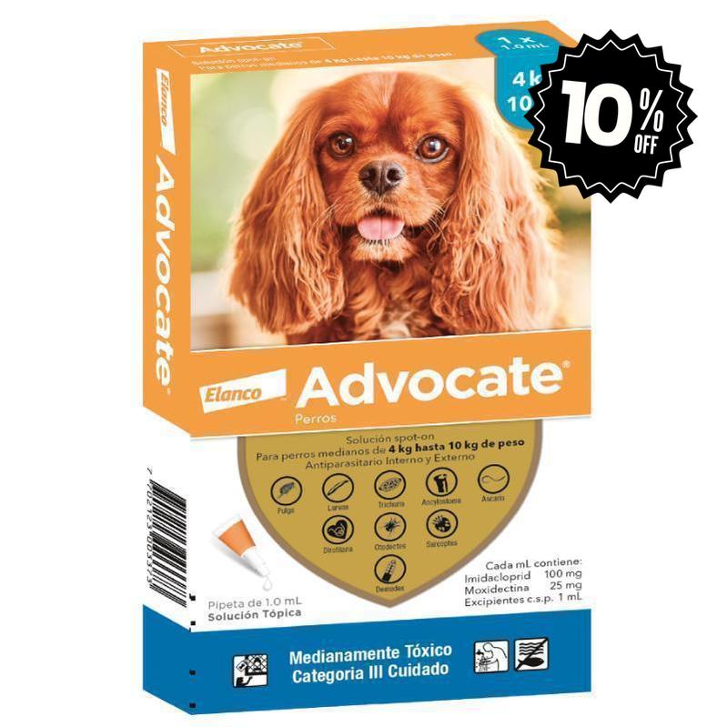 Antipulgas Advocate 4 a 10 kg para perro