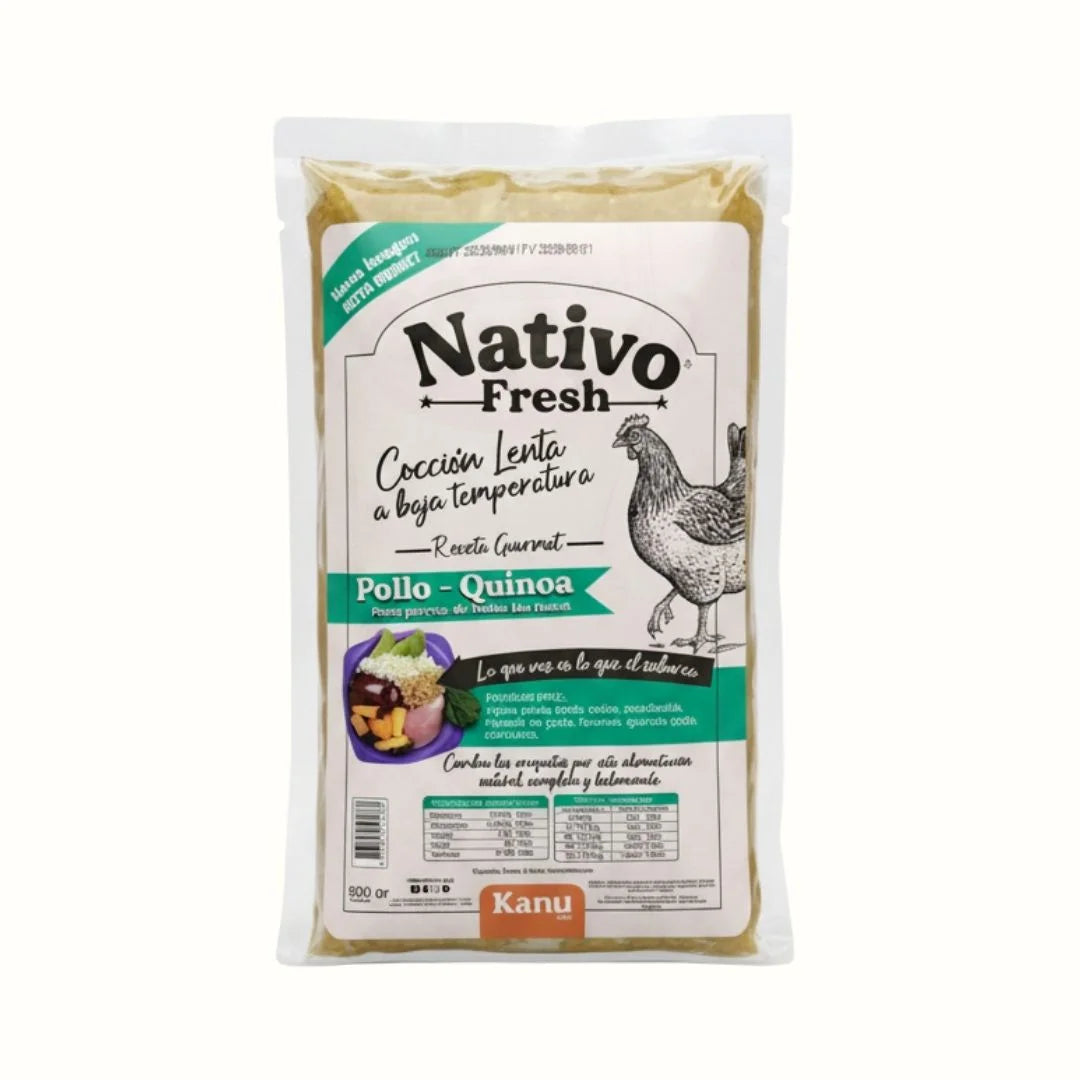 Alimento Congelado Nativo Fresh sabor a Pollo y Quinoa Kanu Pet para perros. 100% Comida Real