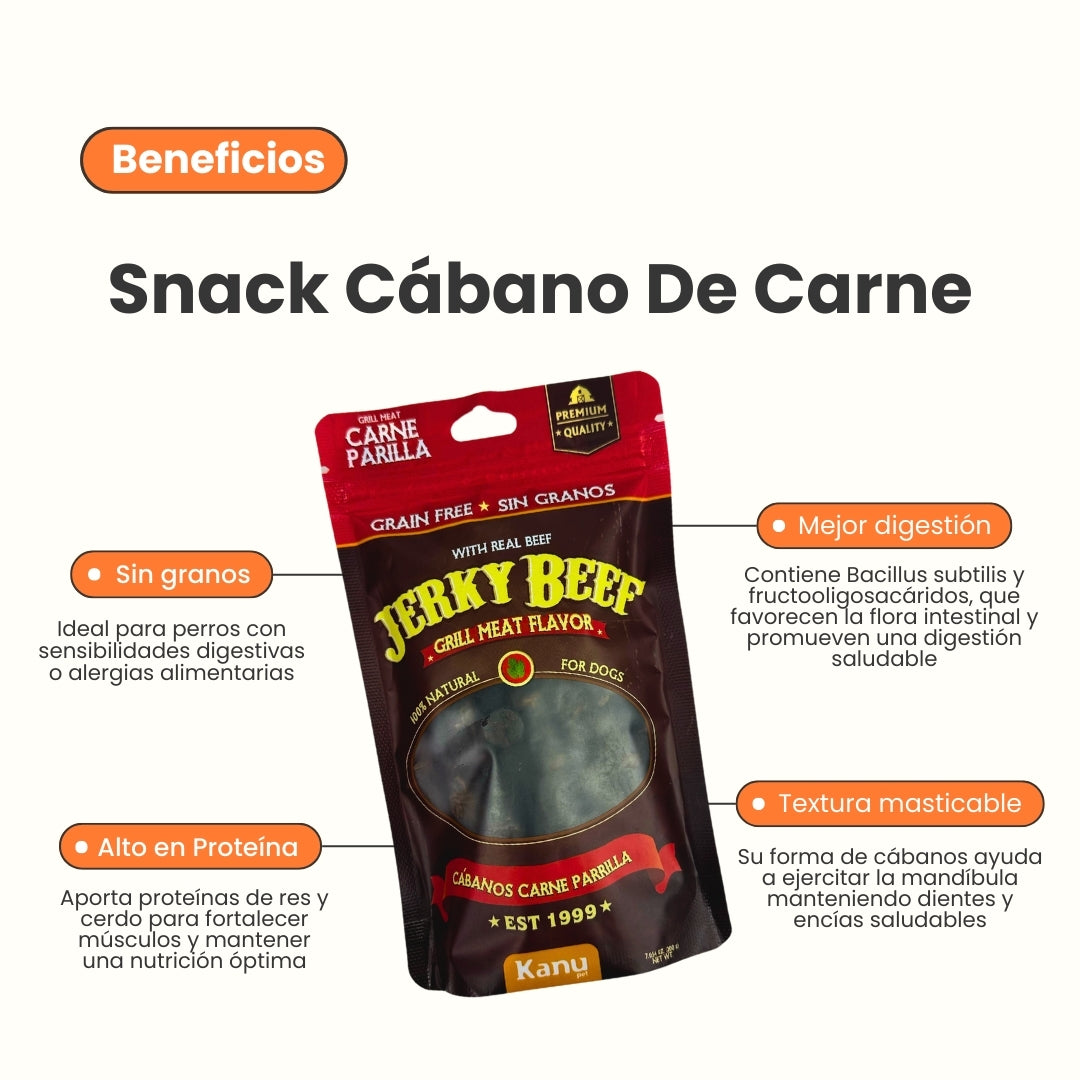 Cábano Jerky Grill Meat Flavor Kanu Pet Para Perro 200 GR
