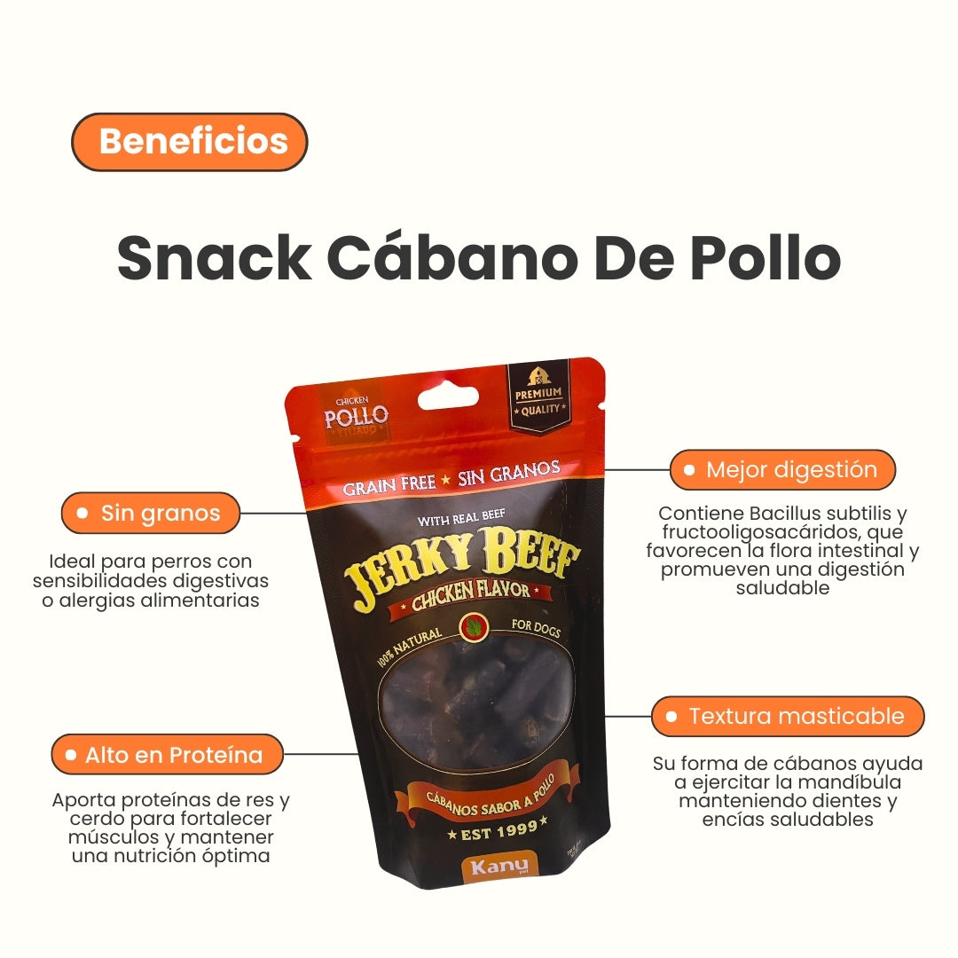 Cábano Jerky Beef Chicken Flavor Kanu Pet Para Perro 200 GR