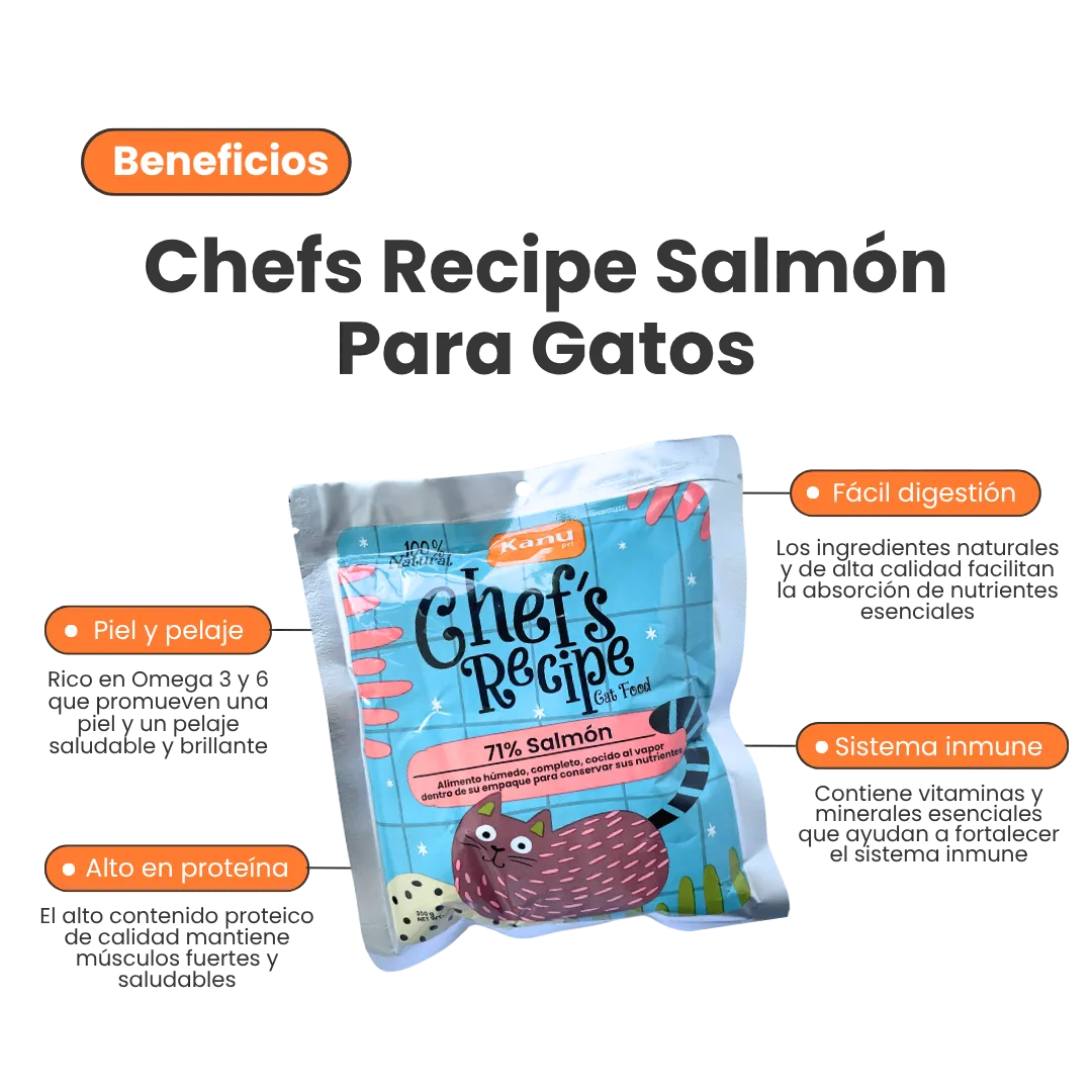 Alimento Húmedo Completo Chef's Recipe Salmón Kanu Pet para Gatos