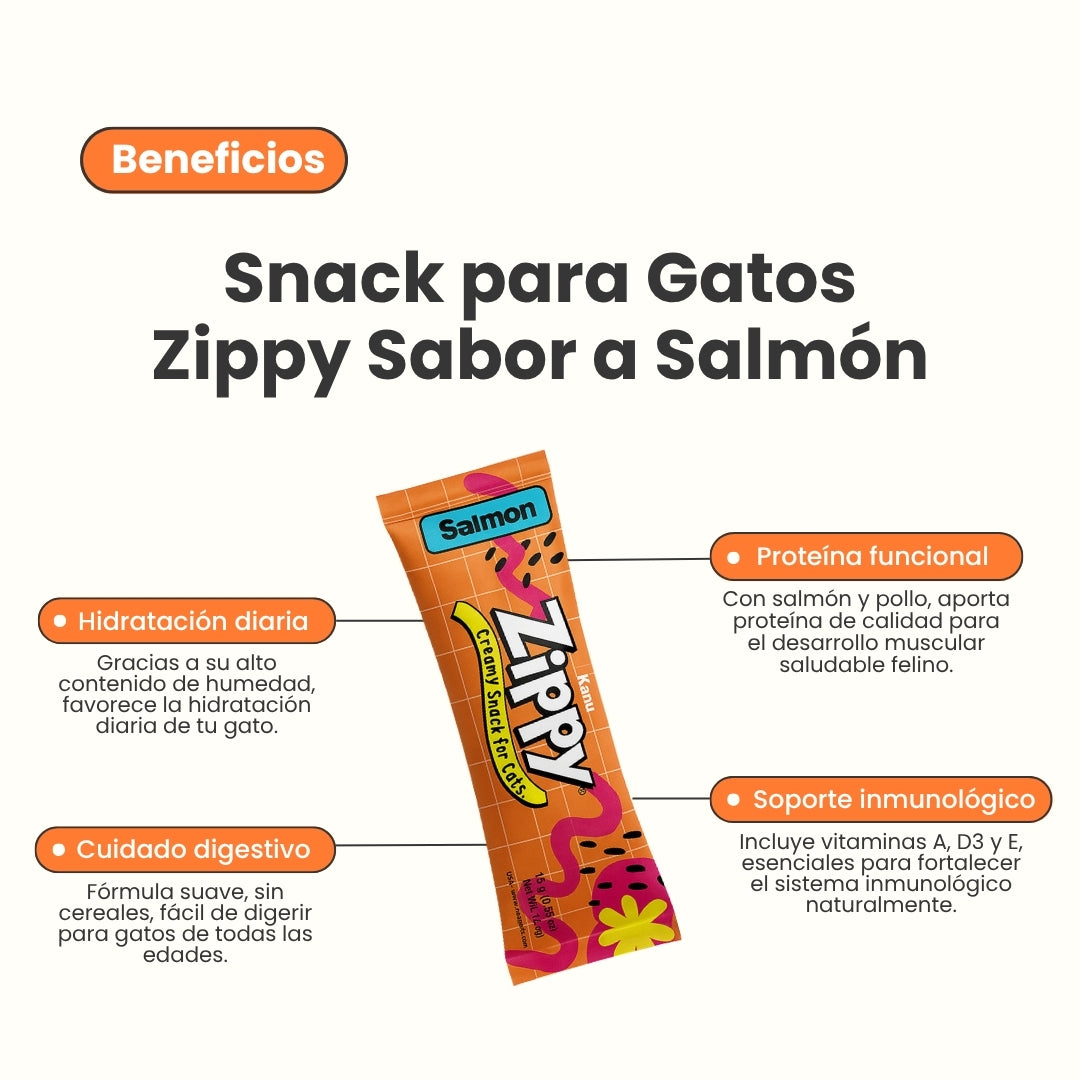 Snack Cremoso Zippy Kanu Pet para Gatos sabor Salmón