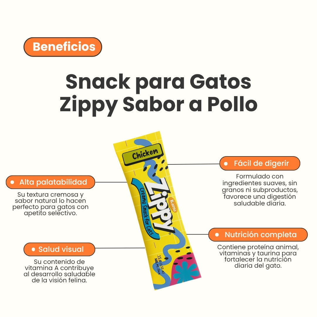 Snack Cremoso Zippy Kanu Pet para Gatos sabor Pollo