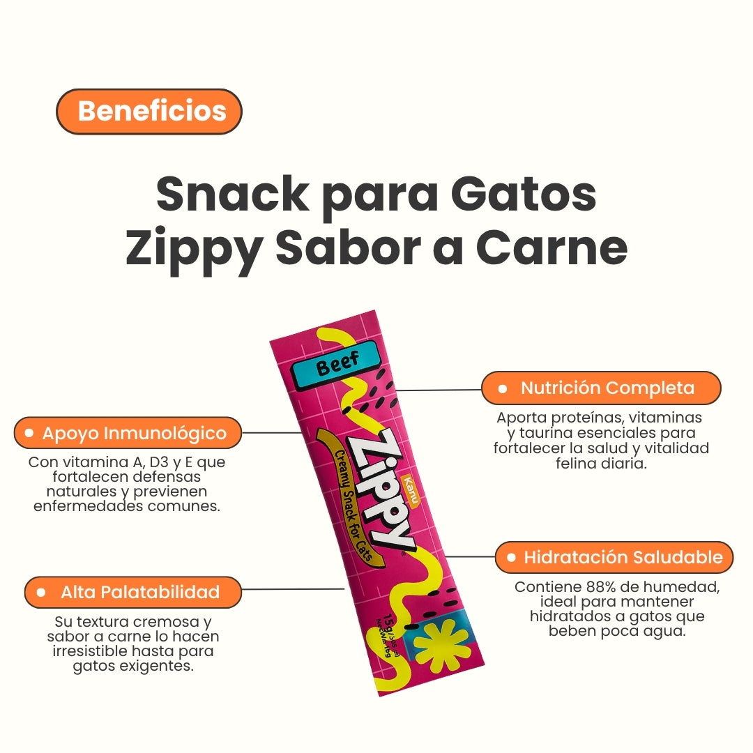 Snack Cremoso Zippy Kanu Pet para Gatos sabor Res