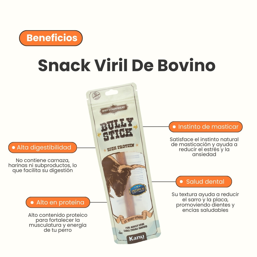 Snack Viril de Bovino Kanu Pet para Perro, Un Solo ingrediente 100% natural