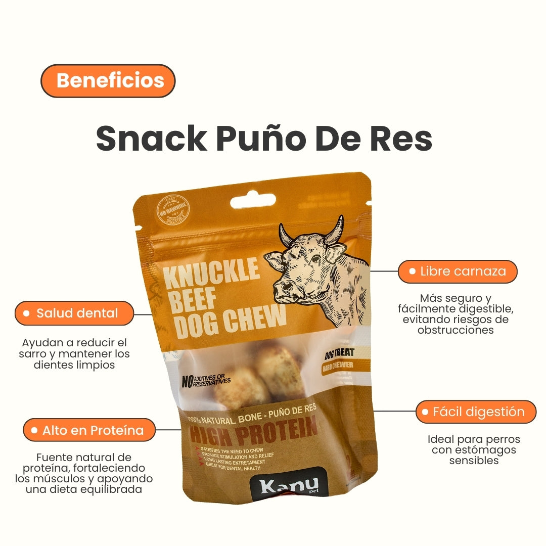 Snack Hueso 100% Natural Kanu Pet Puño de Res para Perro