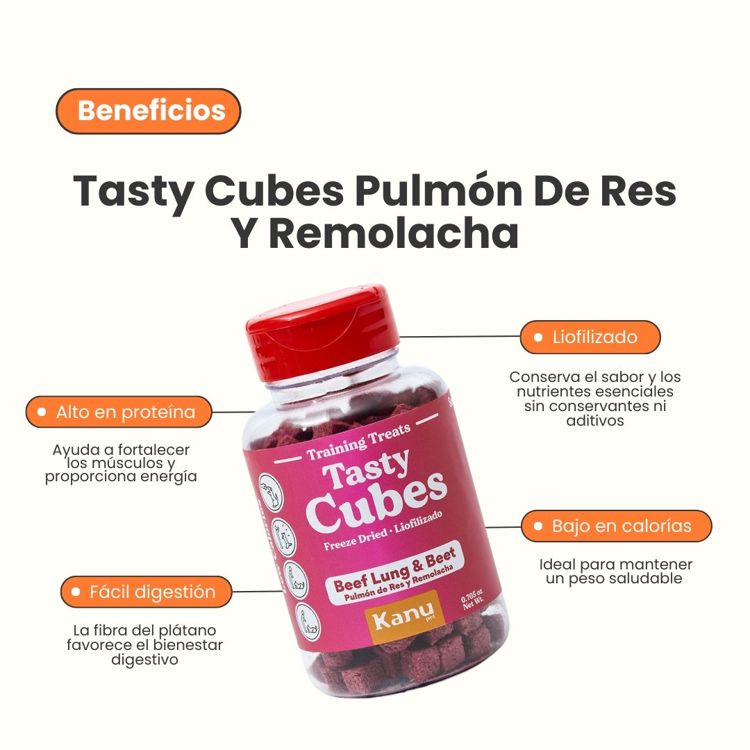Kanu Pet Tasty Cubes de Remolacha Liofilizada para Perros, Ideales para Entrenar, Bajas en Calorías y Llenas de Sabor