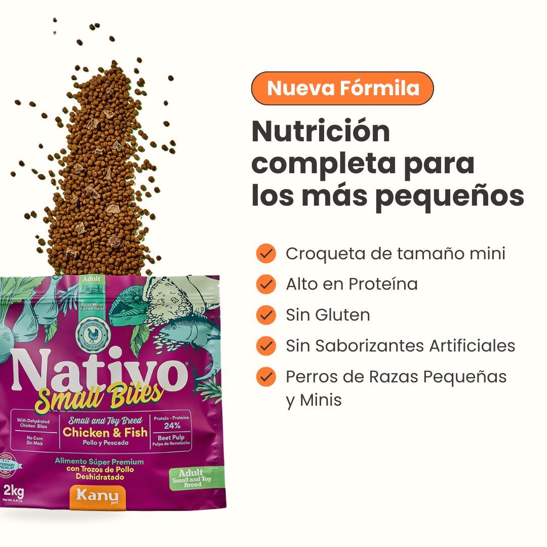 Alimento seco Nativo Small Bites Pollo y Pescado Kanu Pet para perro adulto