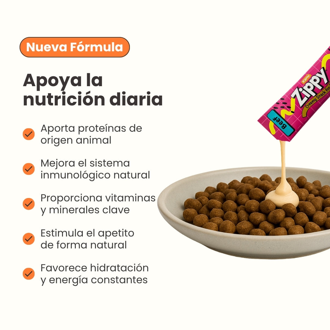 Snack Cremoso Zippy Kanu Pet para Gatos sabor Res
