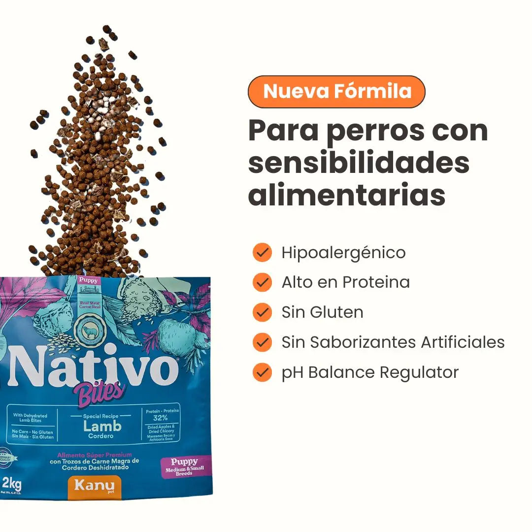 Alimento Seco Nativo Bites Cordero Kanu Pet para Perro Cachorros