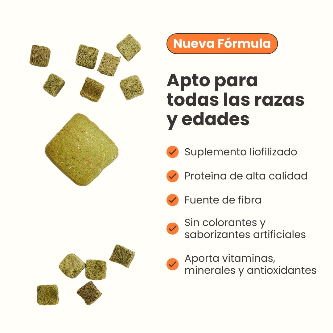 Snack Liofilizado Tasty Cubes Brocoli para Gatos, Bajas en Calorías