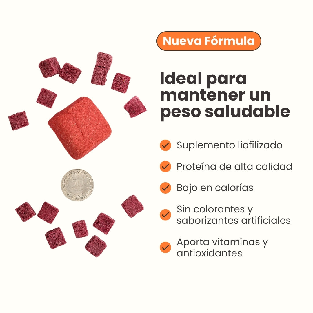 Kanu Pet Tasty Cubes de Remolacha Liofilizada para Perros, Ideales para Entrenar, Bajas en Calorías y Llenas de Sabor