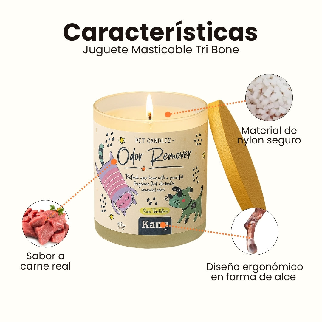 Vela eliminadora de olores Kanu Pet para perros y gatos aroma Rose Temptation