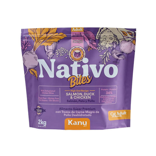 Alimento  Seco Nativo Bites Salmón Pato y Pollo Kanu Pet para Gato Adulto