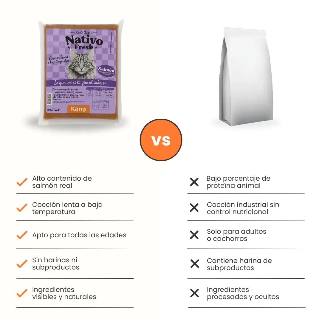 Alimento Congelado Nativo Fresh Salmón Kanu Pet para Gato Adulto y Cachorro
