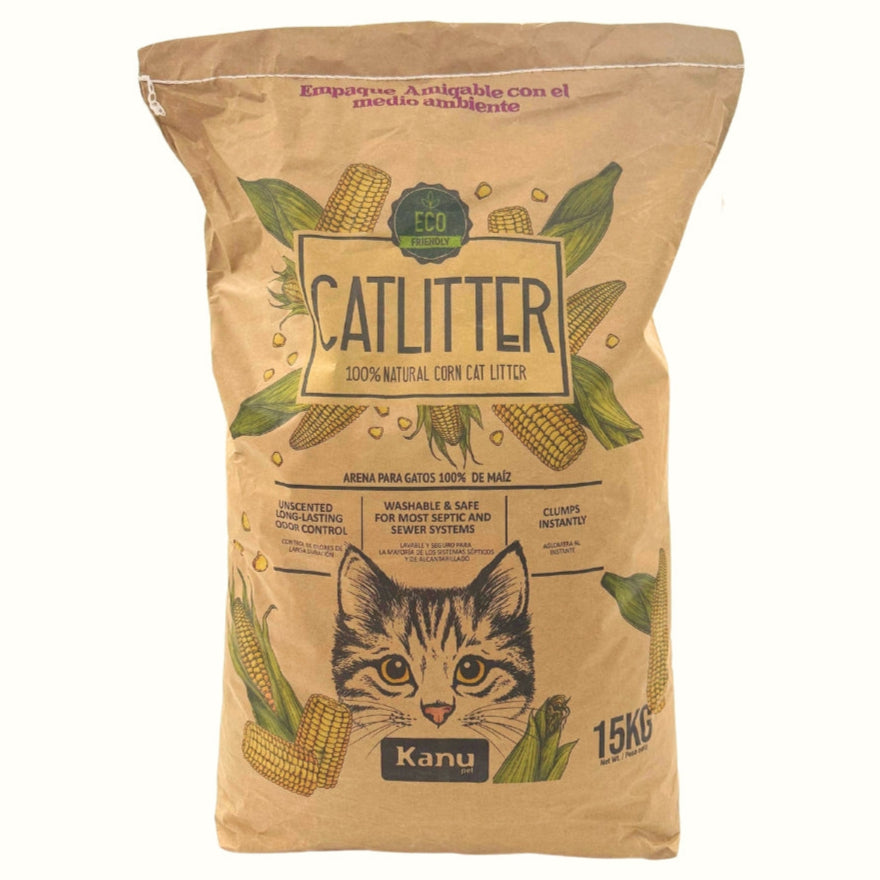 Arena 100% de Maíz Kanu Pet Corn Cat Litter para Gato 100% Ecológíca