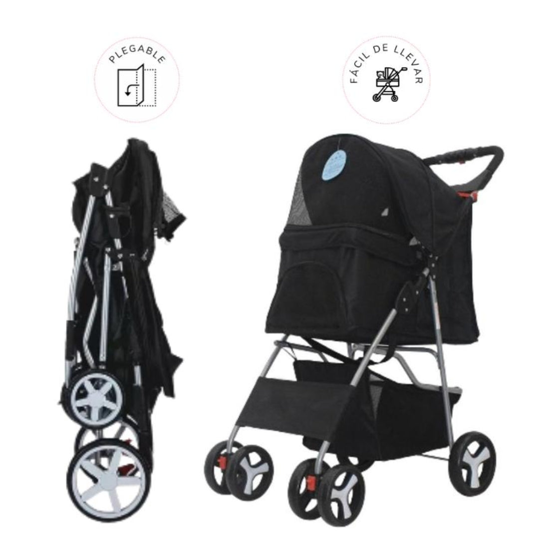 Coche Plegable Negro Kanu Pet para Perro y Gato
