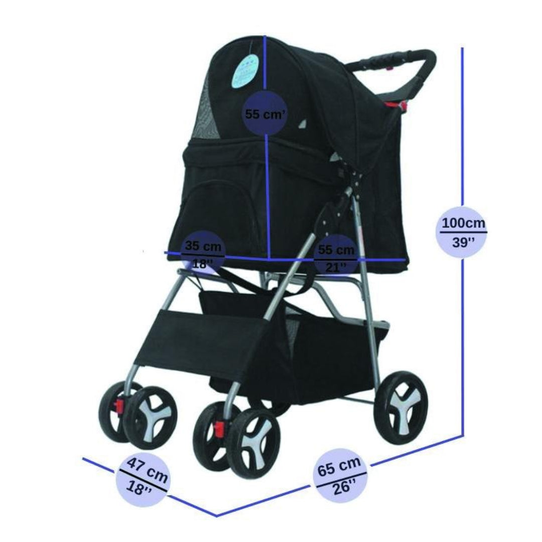 Coche Plegable Negro Kanu Pet para Perro y Gato