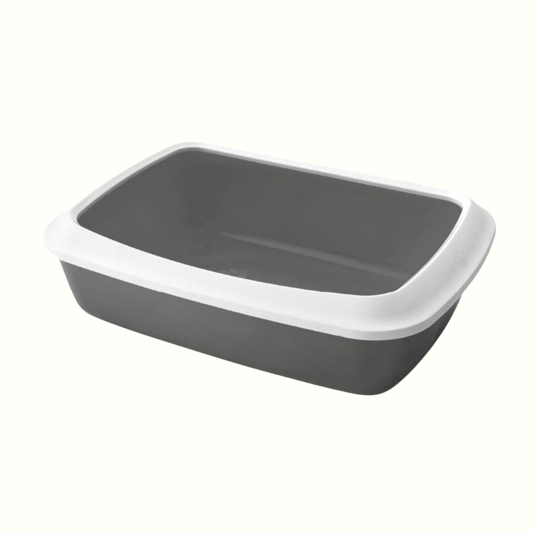 Iriz Arenero Con Aros Pequeño 42X31X12.5Cm Blanco Con Gris Para Gato