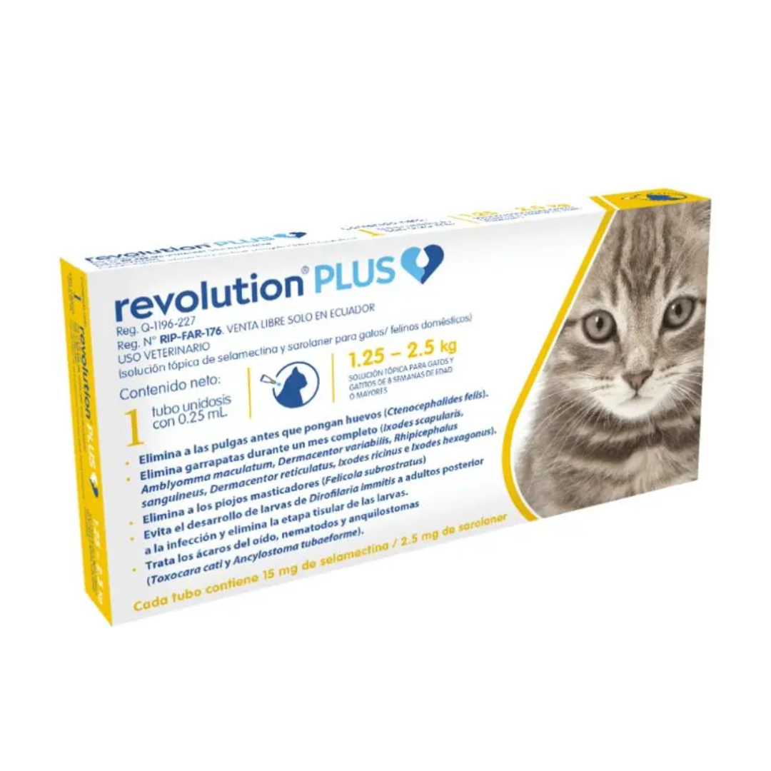 Antipulgas Revolution Plus TBX1 para Gatos (1,25 Kg a 2,5 Kg)