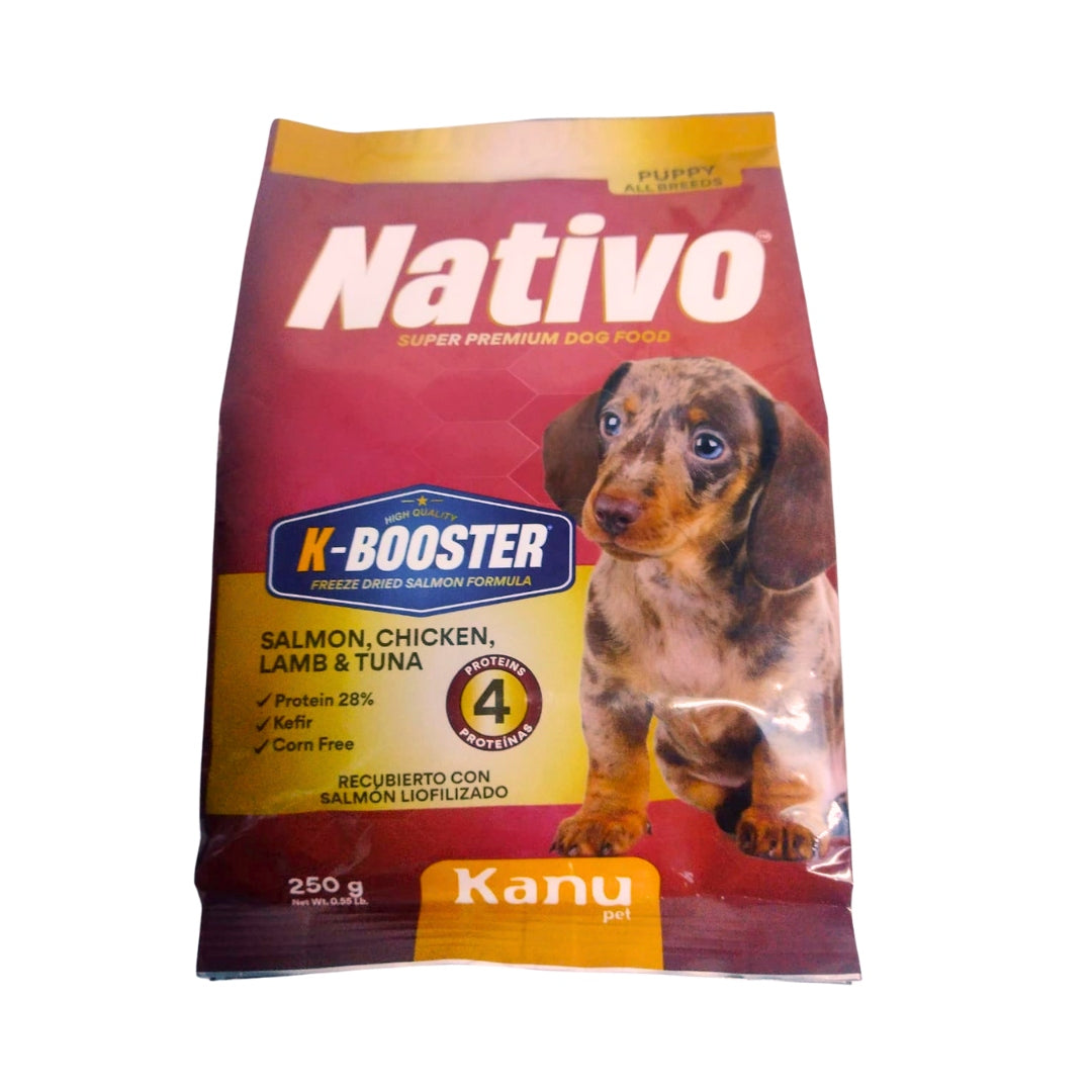 Alimento Seco Nativo K-Booster Salmón, Pollo, Cordero y Atún Kanu Pet para Perro Cachorro toda raza