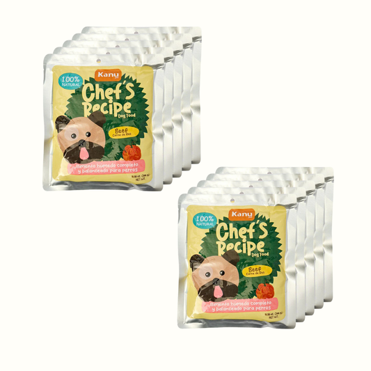 Paquete x 10 Alimento Húmedo Chef's Recipe Carne de Res Kanu Pet para Perros