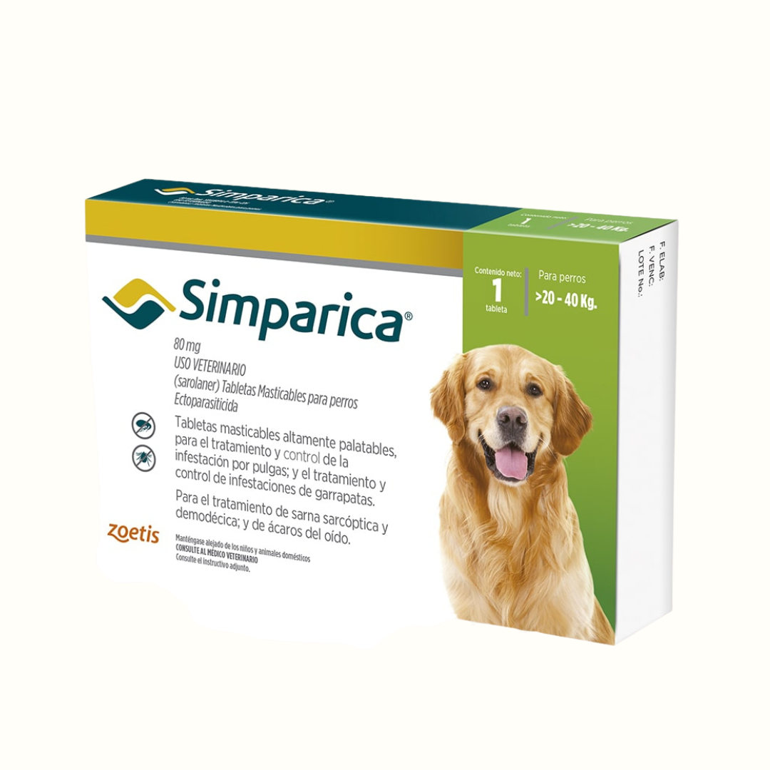 Antipulgas oral Simparica comprimido 20-40 kg para Perros