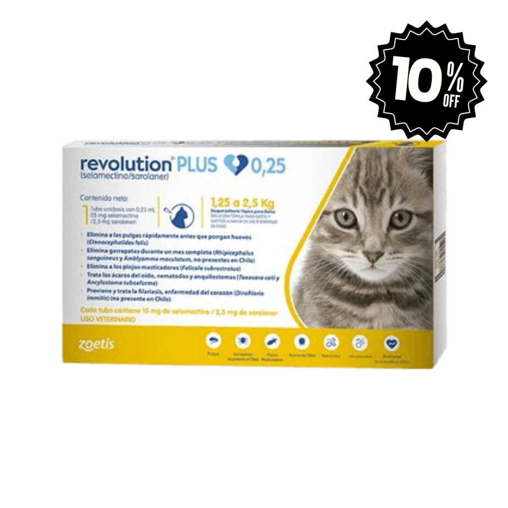 Revolution Plus 0.25 Ml 1.25 KG a 2.5 KG Para Gato