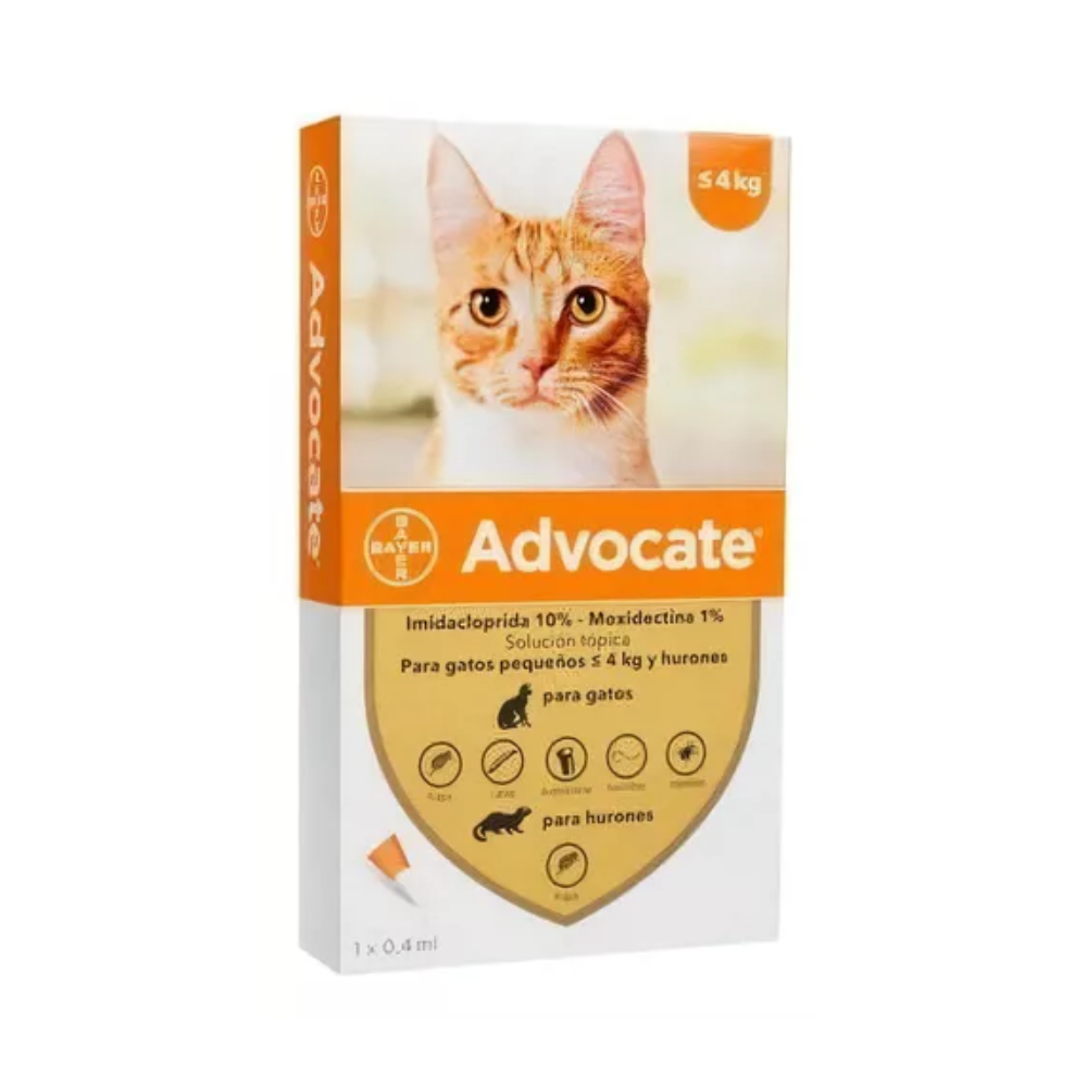 Antipulgas Advocate hasta 4 KG x 3 unidades para gato