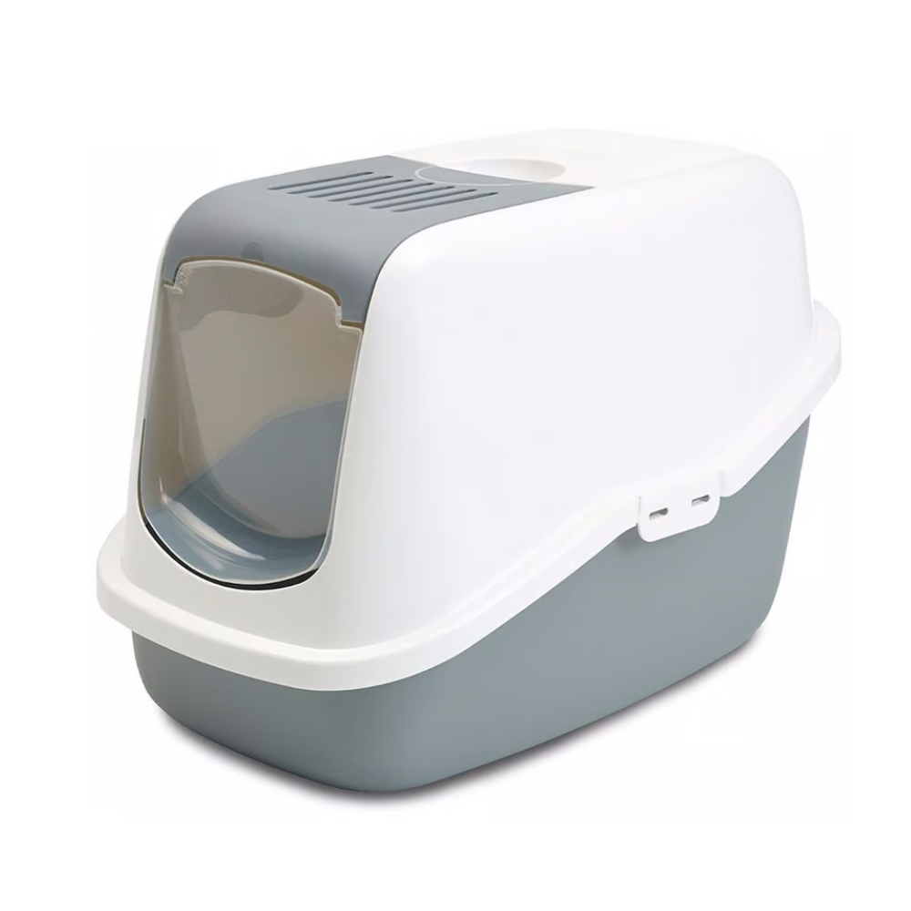 Oscar Arenero Con Tapa Y Filtro 50X37X39Cm Color Blanco Con Gris Para Gato