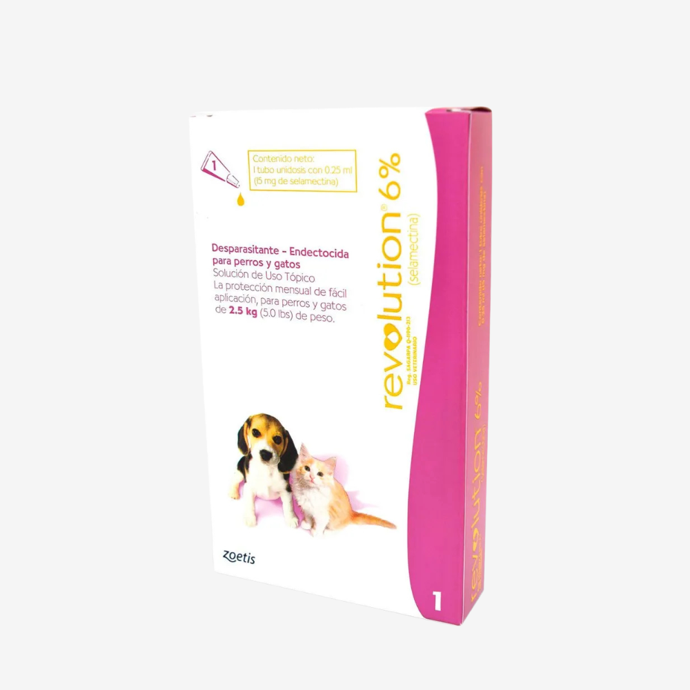 Antipulgas Revolution Rosado Hasta 2.5 Kg Para Todos
