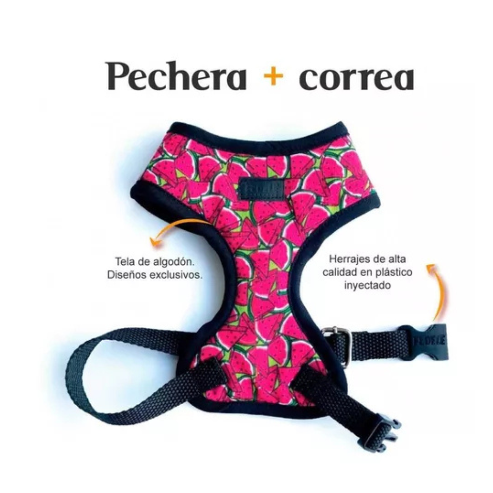 Pechera y Correa Sandia Fedele Para Perro