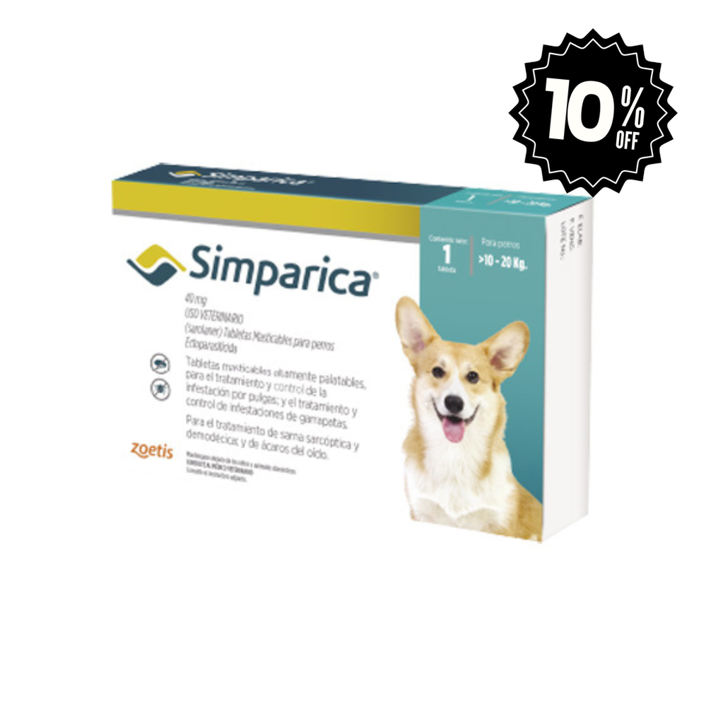 Antipulgas Simparica de 10 a 20 Kg Para Perro