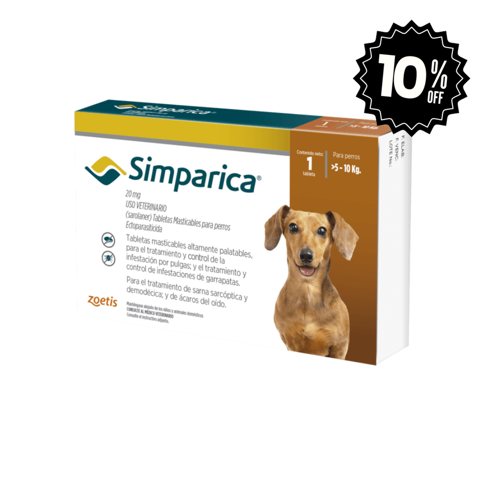 Antipulgas Simparica de 5 a 10 Kg Para Perro