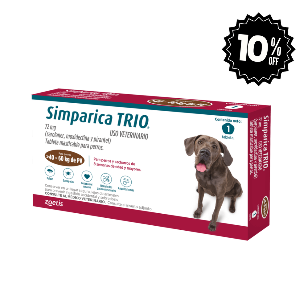 Antipulgas Simparica Trio 40 A 60 KG Para Perro
