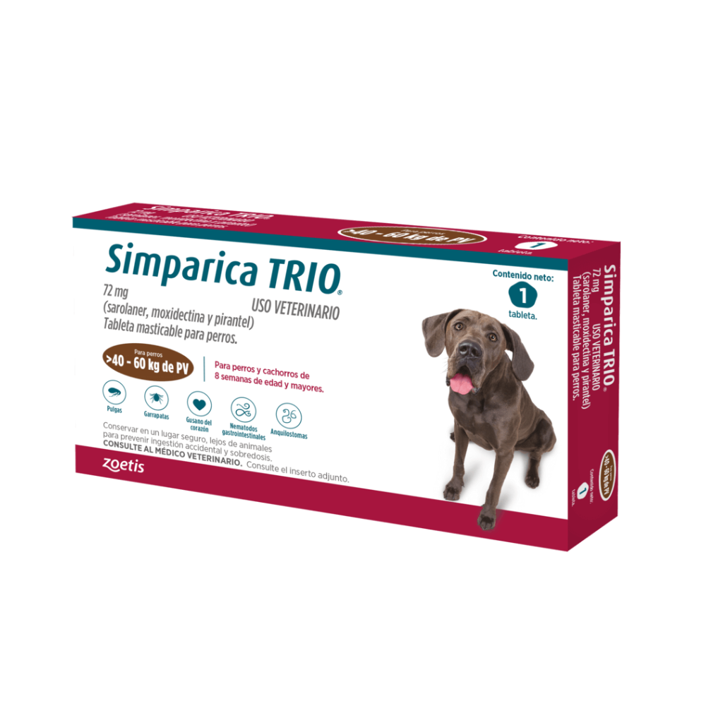 Antipulgas Simparica Trio 40 A 60 KG Para Perro