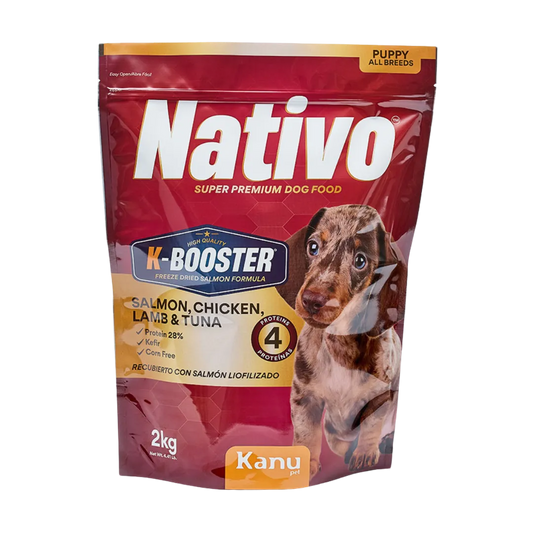 Alimento Seco Nativo K-Booster Salmón Pollo Cordero y Atún Kanu Pet para Perro Cachorro