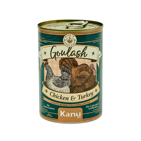 Alimento Húmedo Goulash Pollo y Pavo Kanu Pet para perro adulto Lata