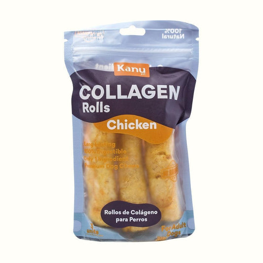Snack Rollos de Colágeno Kanu Pet de Pollo para Perro. No es Carnaza 3 Unds
