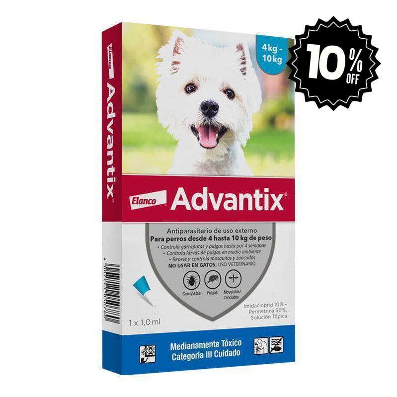 Antipulgas Advantix de 4 a 10 kg para perro