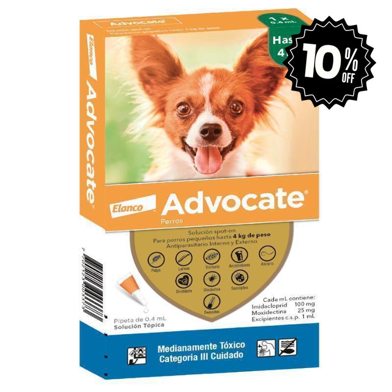 Antipulgas Advocate hasta 4 kg para perro