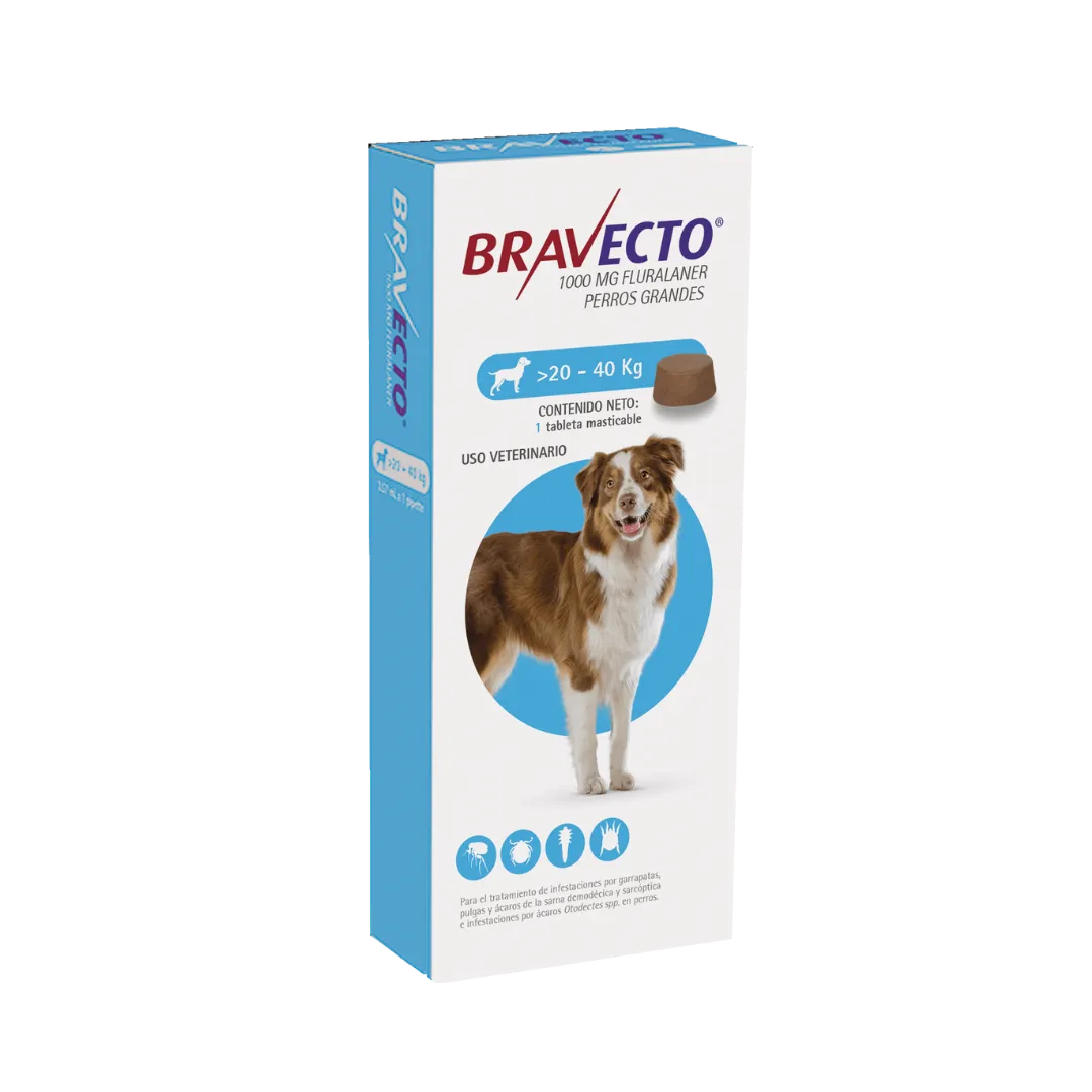 Antipulgas Bravecto 20 a 40 kg para perro
