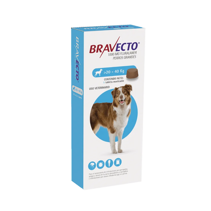 Antipulgas Bravecto 20 a 40 kg para perro