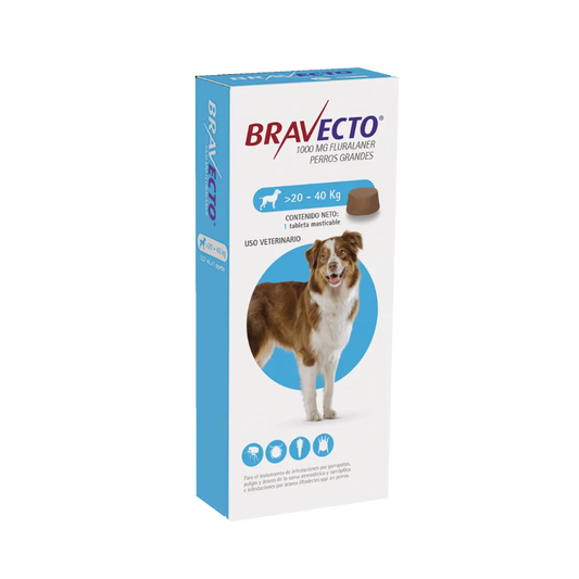Antipulgas Bravecto 20 a 40 kg para perro