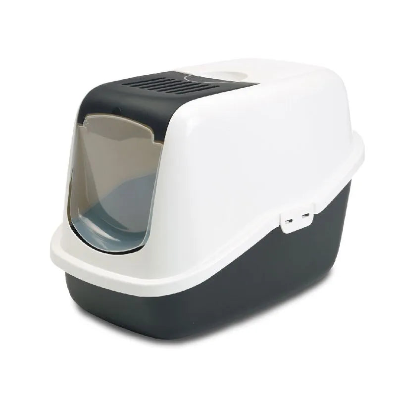 Nestor Arenero Con Tapa Y Filtro 56X39X38.5Cm Color Blanco Con Negro Para Gato