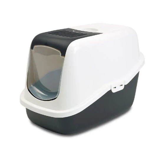 Nestor Arenero Con Tapa Y Filtro 56X39X38.5Cm Color Blanco Con Negro Para Gato