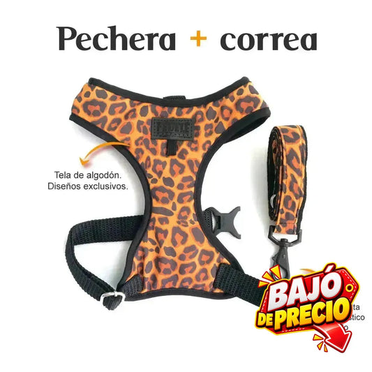 Pechera y Correa Brown Fedele Para Perro