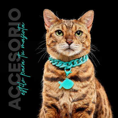 Collar Cadena Acrilica Kanu Agua Marina Para Perro y Gato - {{ Kanu Pet }}